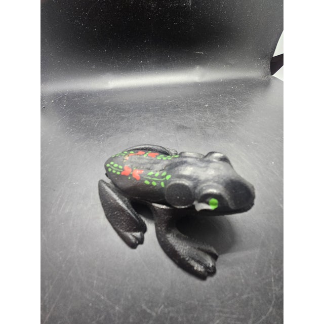 Wilton Vintage Cast Iron Black Frog Match Safe Trinket Box Hinged