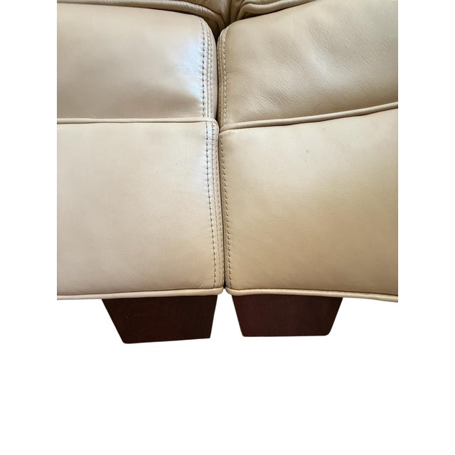 L. & J.G. Stickley, Inc. Leather Curved Sofa Stickley Large Modular Sectional Sofa Tan Leather Sectional Curved Room Sofa For Sale - Image 4 of 9