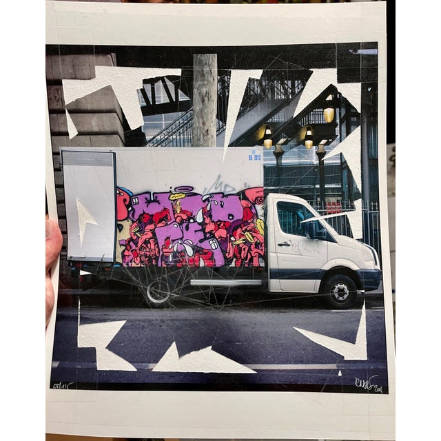 Black K-Narf, K-Narf Color Photo Graffiti, Adhesive Tape Altered Street Art Photograph Collage For Sale - Image 8 of 9