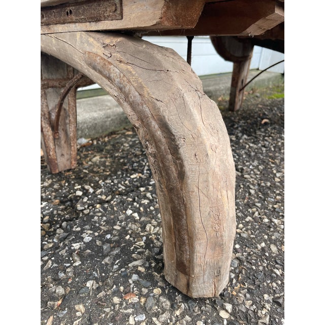Brown Antique Rustic Indian Iron and Teak Bench For Sale - Image 8 of 11