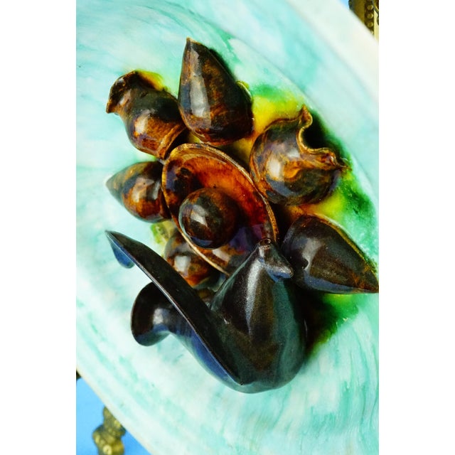 Modernist Art Ceramic Majolica Plate attributed to Jerome Massier, Vallauris, France, 1960s For Sale - Image 16 of 18