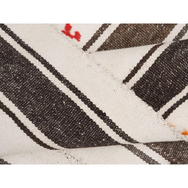 1970s 1970s Vintage Handmade Wool Cotton White Runner Rug For Sale - Image 5 of 11