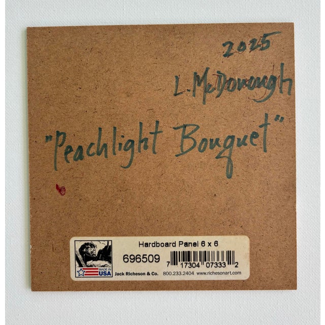 “Peachlight Bouquet” Original Acrylic Expressive Floral Still Life by Linda McDonough For Sale In Naples, FL - Image 6 of 8