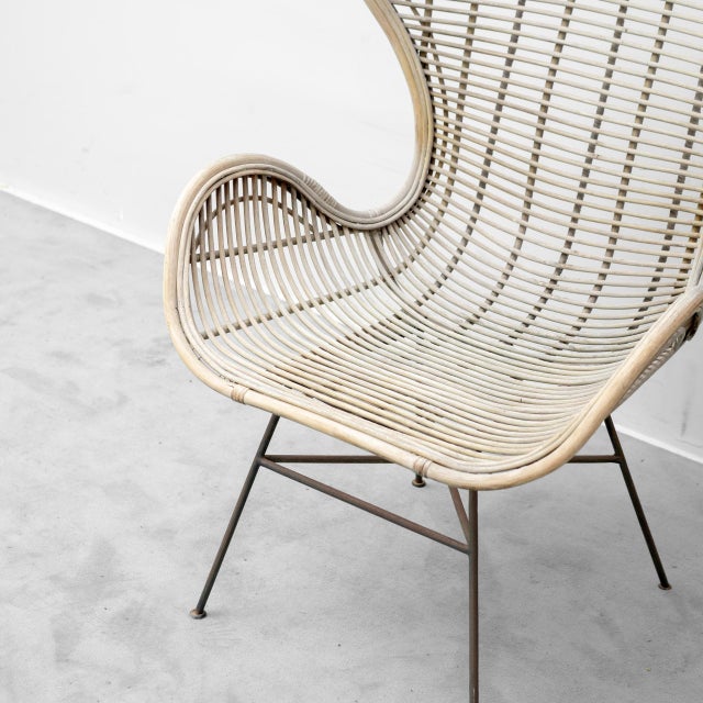 Vintage Rattan and Metal Armchair, 1960s For Sale - Image 10 of 13