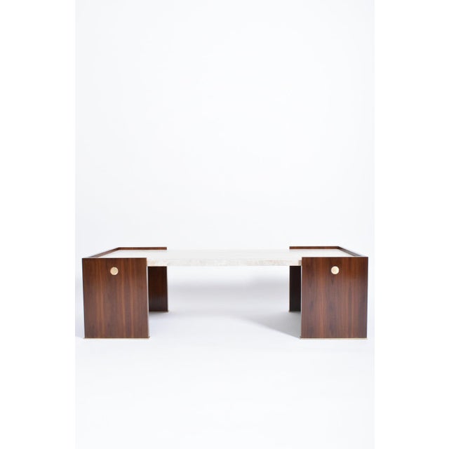 Villandry Walnut and Travertine Coffee Table by Barracuda Interiors For Sale - Image 5 of 5