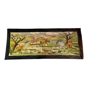 Large Hunt-Themed Needlepoint Wall Hanging