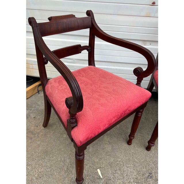 Great set of 8 19th century mahogany English Regency dining chairs with tablet formed backs, scrolled ears and handsome...