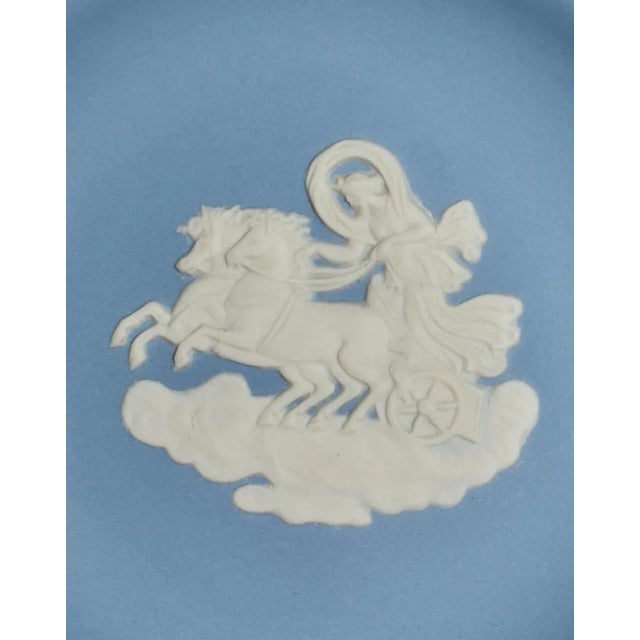 1980s 2 Vintage Wedgwood Jasperware Blue W/White Neo-Classic Figural Plates For Sale - Image 5 of 13