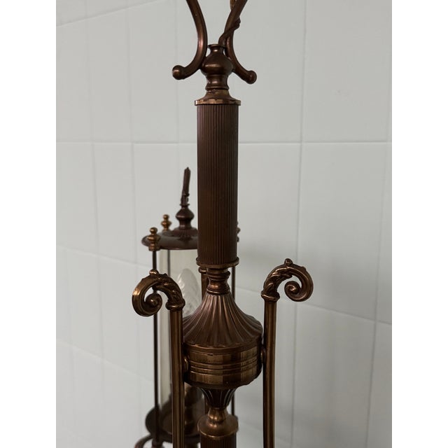 Neoclassical Empire Brass and Glass Chandelier, 1950s For Sale - Image 11 of 18