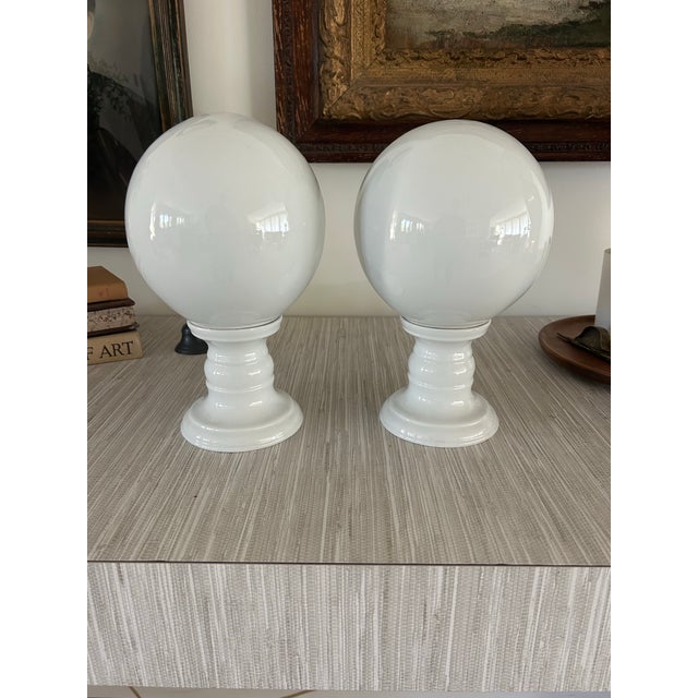 Pair of White Porcelain Finials From William Sonoma Home. For Sale - Image 6 of 8