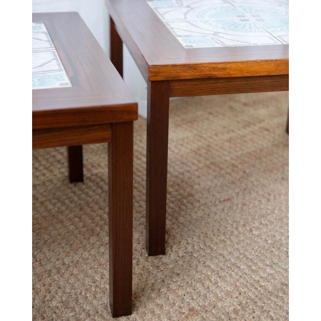 1970s 1970s Danish Modern Rosewood and Tile Side Tables - A Pair For Sale - Image 5 of 11