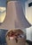 1970s Vintage Floral Ceramic Table Lamp With Brass Base & Bell Shade For Sale - Image 5 of 8