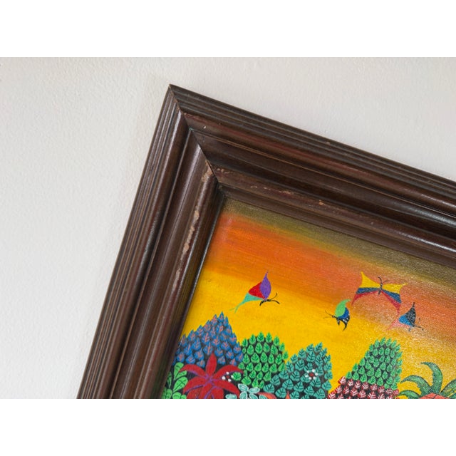 2003 Jadiro Colorful Latin American Folk Art Oil on Canvas Painting – Framed For Sale - Image 9 of 12