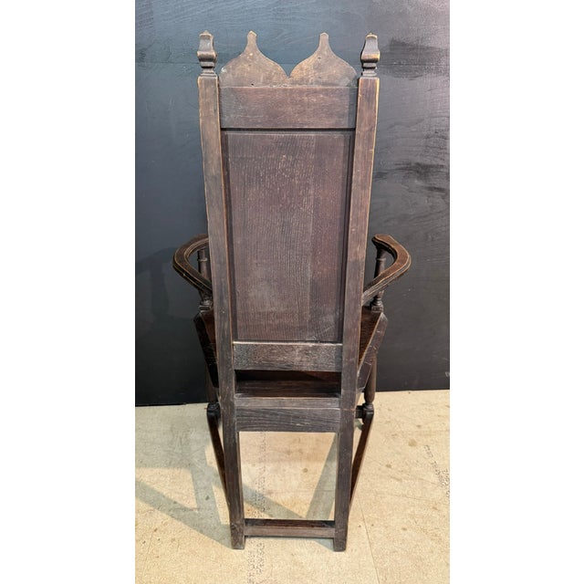 Carved Oak Wainscot Arm Chair, 1880 For Sale - Image 6 of 9