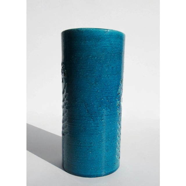 1960s C. 1960's Italian Signed Bitossi for Rosenthal-Netter Cerulean Blue Glazed Tall Ceramic Vase For Sale - Image 5 of 13