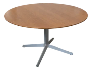 Knoll Dividends Round Table — 48" Sapele Veneer, X-Base — Refurbished Top