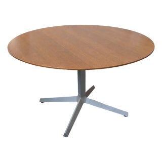 Knoll Dividends Round Table — 48" Walnut Veneer, X-Base — Refurbished Top For Sale