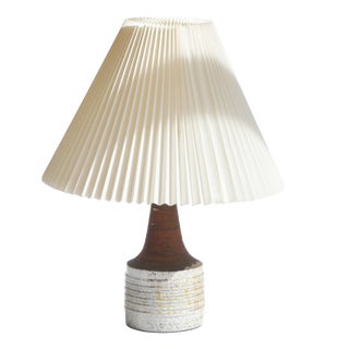 Vintage Modern Danish Ceramic Lamp with Pleaded Shade, 1960s For Sale