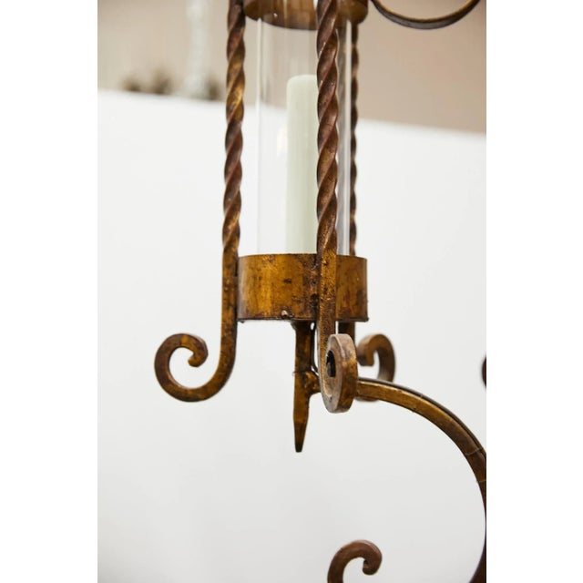 Mid 20th Century Italian Gilt Iron Three-Arm Chandelier For Sale - Image 5 of 13