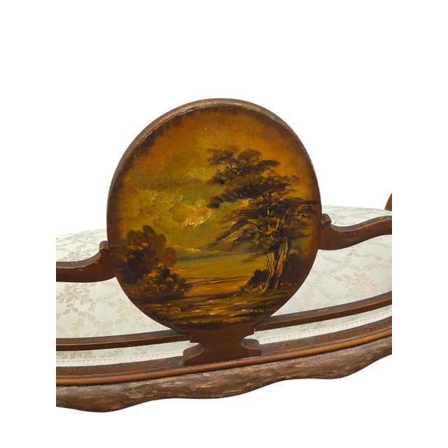19th Century French Louis XV Style Hand-Painted Romantic Settee / Loveseat For Sale - Image 11 of 18
