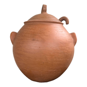 Large Rustic Mediterranean Terracotta Lidded Vessel With Ladle – Spanish Colonial Style