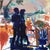Wonderfully expressive Bay Area Figurative School piece featuring a silhouette of a couple in a dynamic and colorful...