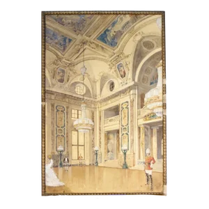 Original Gouache & Ink Architectural Masterwork of Vienna Hofburg Palace, 1910