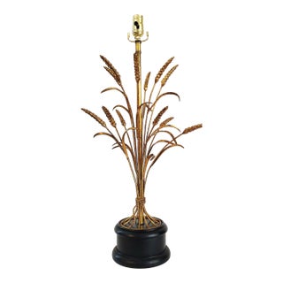 Lamp Restored Italian Tole & Gilt Wheat - 1960s For Sale