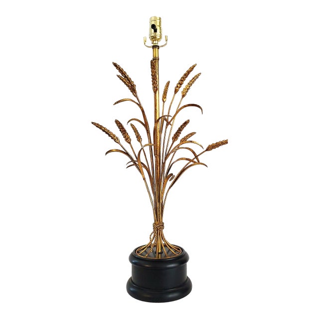 Lamp Restored Italian Tole & Gilt Wheat - 1960s For Sale