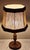 Antique Art Deco German Table Lamp with Turned Base in Maple and Walnut Wood and Beige Fabric Shade, 1920s For Sale - Image 3 of 7