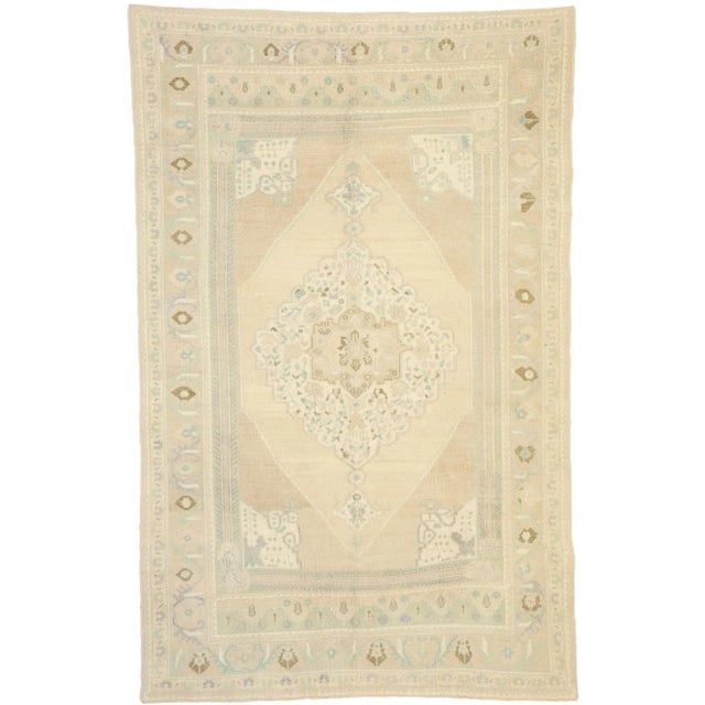 Mid 20th Century Muted Vintage Turkish Oushak Rug - 05'11 X 09'04 For Sale - Image 9 of 9