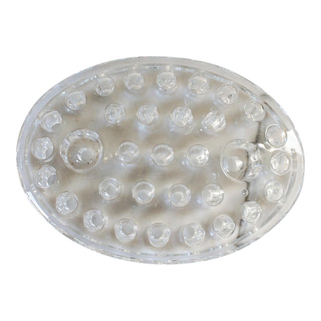 Vintage Oval Glass Flower Frog For Sale