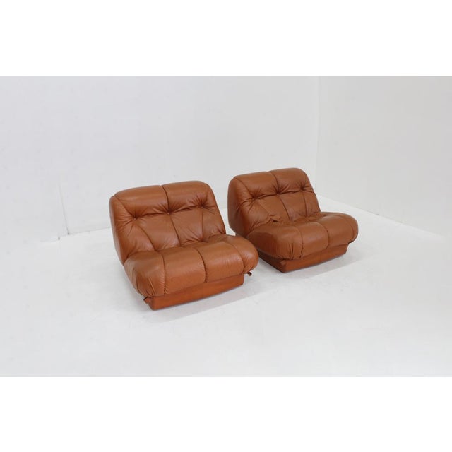 Vintage Nuvolone Lounge Chairs in Cognac Leather from Mimo Padova, Italy, 1970s, Set of 2 For Sale - Image 11 of 11