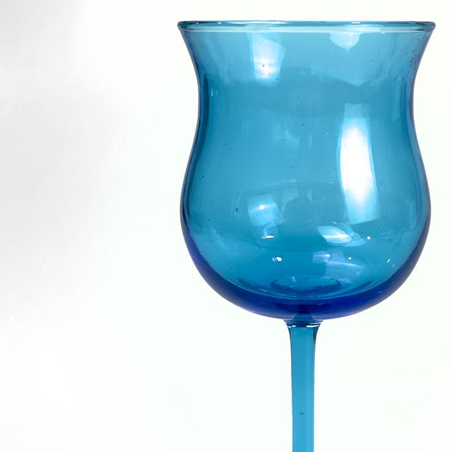 Vintage Ultramarine Glass Stemware Curation - Group of 5 For Sale - Image 11 of 18