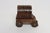 Western-style wooden coaster souvenir set including eight coasters with horse imagery on inset cork housed within a wagon...