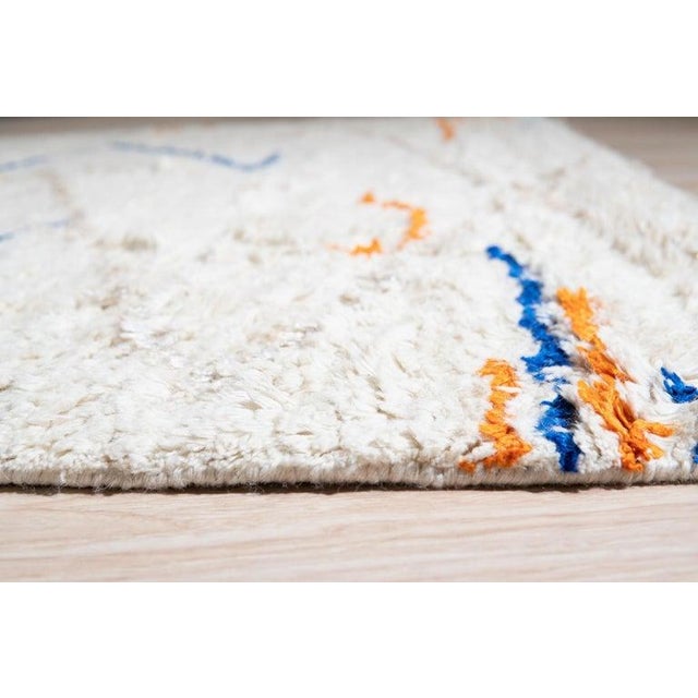 Contemporary 6x9 Ivory Hand-Knotted Wool Abstract Lineage Geometric Modern Carpet Rug For Sale - Image 3 of 8