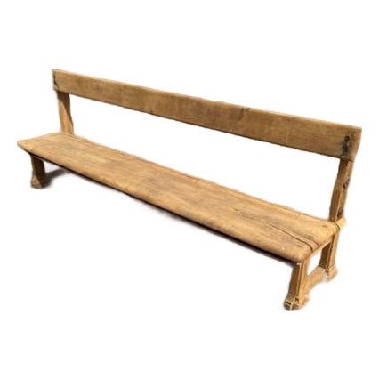 Large 19th Century French Country Bleached Solid Oak Benches For Sale