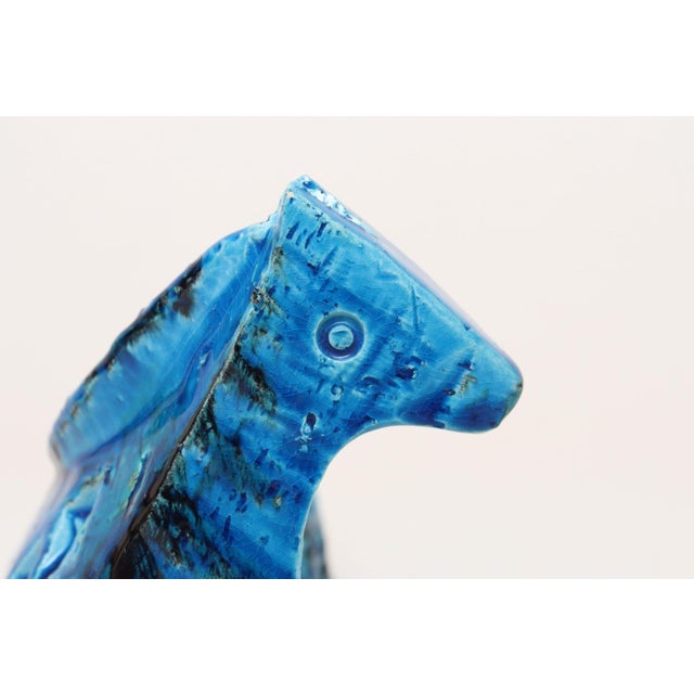 Italian Bitossi Rimini Blu Ceramic Horse by Aldo Londi for Flavia Ceramiche For Sale - Image 12 of 13