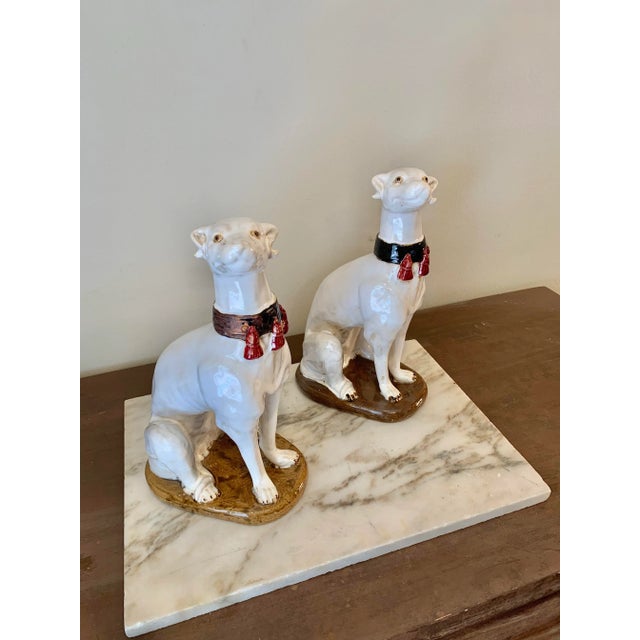 White Mid 20th Century Italian Ceramic Whippet Sculptures - a Pair For Sale - Image 8 of 12