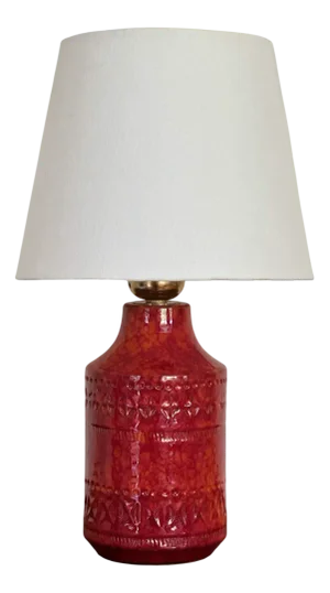Mid-Century Swedish Bold Red Ceramic Table Lamp, 1960s