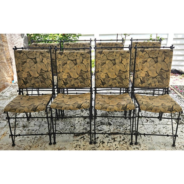 Set of Eight Ilana Goor Forged-Iron Dining Chairs Mexico, Circa 1980s An exceptional set of eight sculptural forged iron...