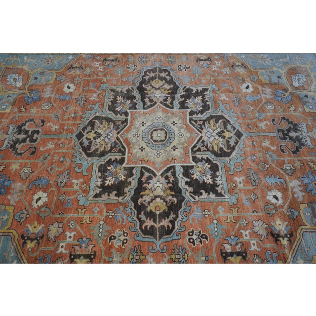 Approx. 9 X 12 Wool Size Indian Made Heriz Rug For Sale In Philadelphia - Image 6 of 12