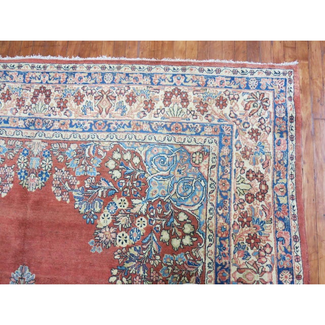 American Room Size Antique Persian Sarouk Rug For Sale - Image 3 of 5