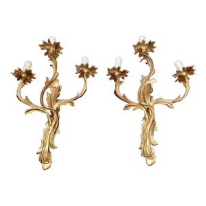Vintage Hollywood Regency Mid-Century Louis XV Style Sconces - a Pair