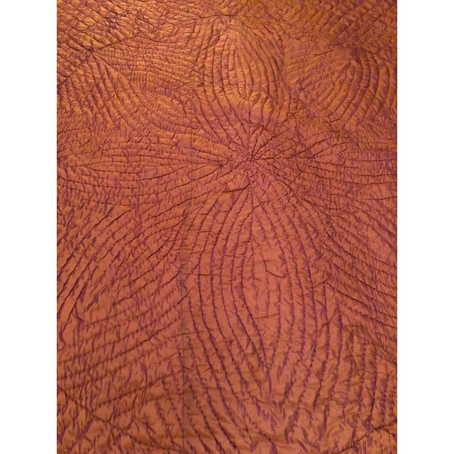Textile Vintage Indian Mirrored Quilt With Quilted Backing For Sale - Image 7 of 9