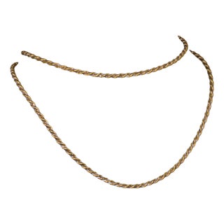 Late 20th Century Estate Italian 14k Two-Tone Gold Twisted Rope Chain Unisex Necklace – 30.25 Inches For Sale