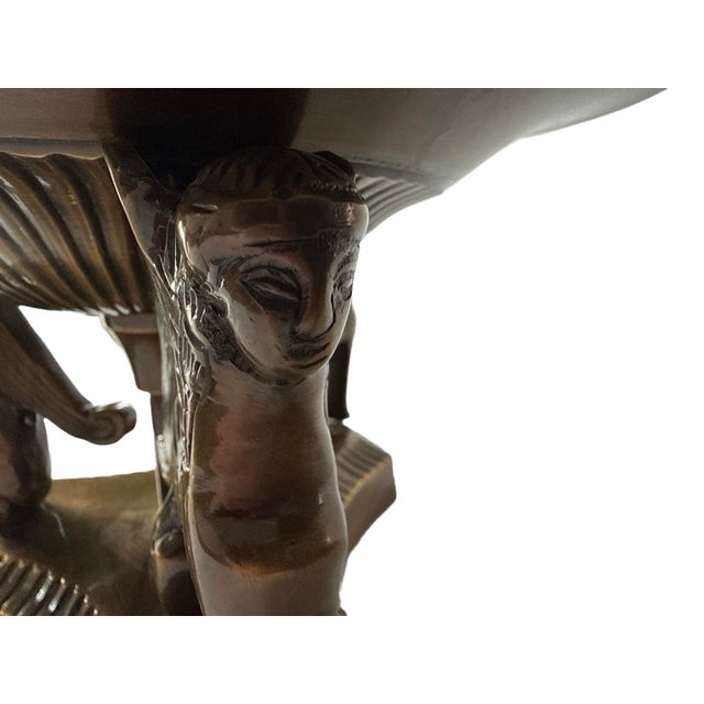 Traditional Vintage Neoclassical Revival Bronze Sphinx Centerpiece Bowl For Sale - Image 3 of 8