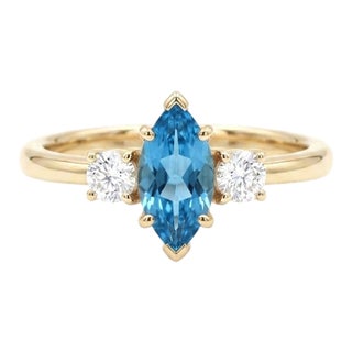 Swiss Blue Topaz Engagement Ring - December Birthstone Ring - Wedding Promise Ring Us 7 For Sale