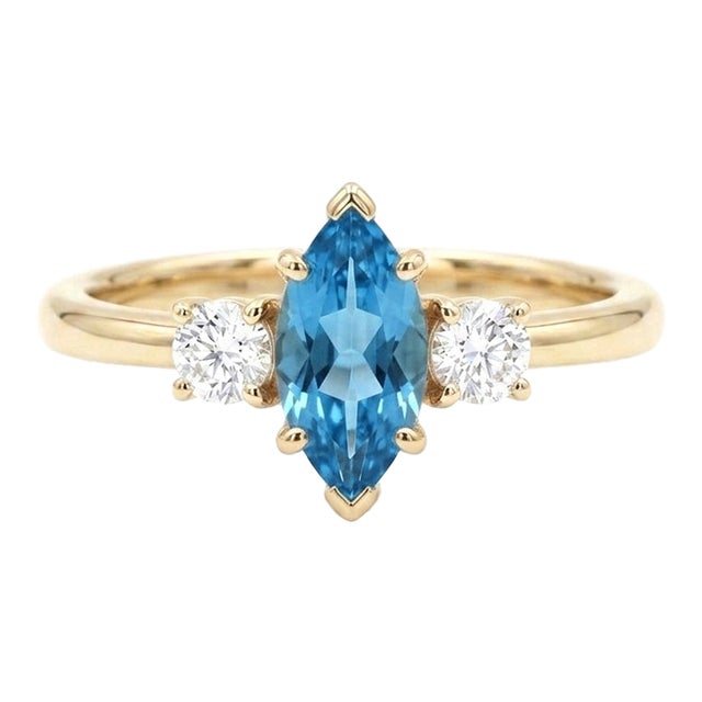 Swiss Blue Topaz Engagement Ring - December Birthstone Ring - Wedding Promise Ring Us 7 For Sale