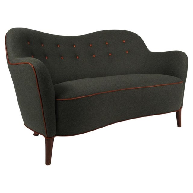 Scandinavian Model 185 Curved Sofa or Loveseat from Slagelse, Denmark, 1950s For Sale - Image 9 of 9